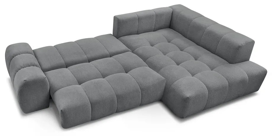 Тъмносив шенилов сгъваем/с място за съхранение ъглов диван (десен ъгъл/L форма) Everest – Bobochic Paris