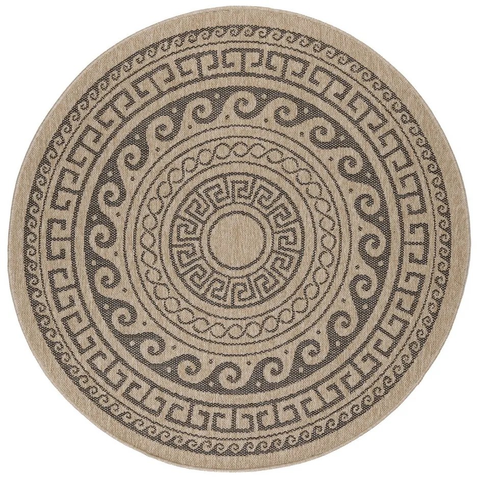 Черно-бежов кръгъл външен килим ø 80 cm Comilla – Ayyildiz Carpets
