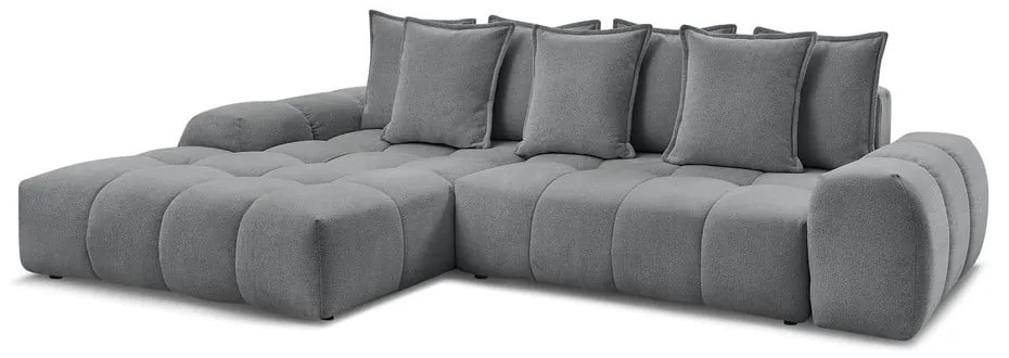 Тъмносив шенилов сгъваем/с място за съхранение ъглов диван (ляв ъгъл) Everest – Bobochic Paris