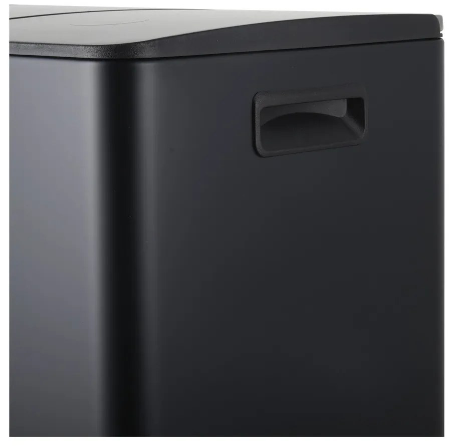 Матово черно стоманено кошче за боклук 2x20 l за рециклиране с педал Aliya – Spirella