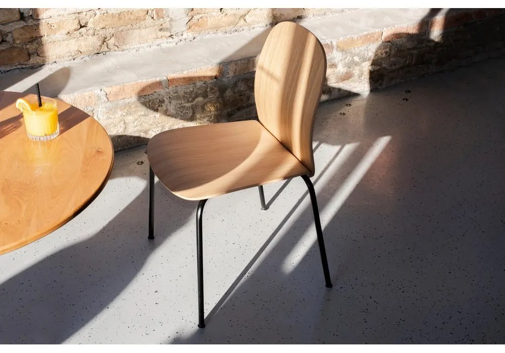 Кафяви/в цвят кафяв коняк трапезни столове в комплект за подреждане 2 бр. от декор от орех Book – Gazzda