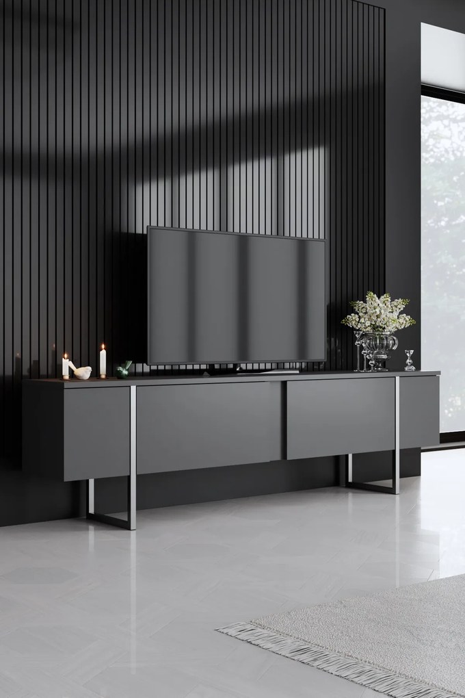 ТВ шкаф Luxe, цвят Антрацит Сребърен