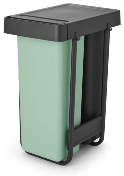 Кош за разделно събиране на боклук Brabantia Sort&Go 1008863, 2x30 л, Вътрешен монтаж с телескопична рамка, Сив/зелен