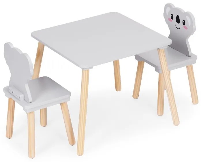 Детски мебели - маса и 2 стола с облегалки във формата на коала