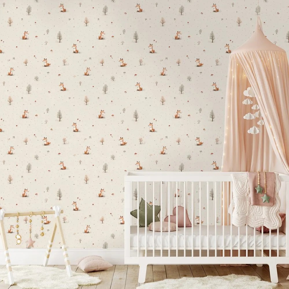 Самозалепващ тапет – Горски лисици и дървета