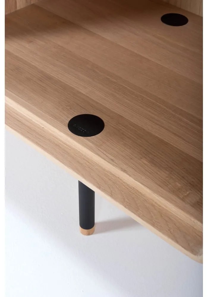 Черен/естествен нисък скрин от масивен дъб 176x100 cm Fina – Gazzda