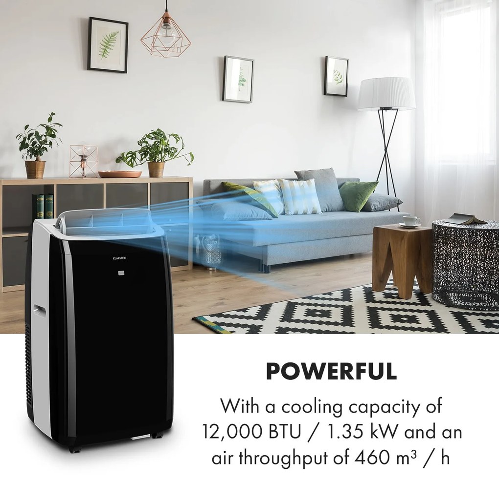 Klarstein Grandbreeze Eco 12K, мобилен климатик 3 в 1, 460 m³/h, 12.000 BTU/1,35 kW