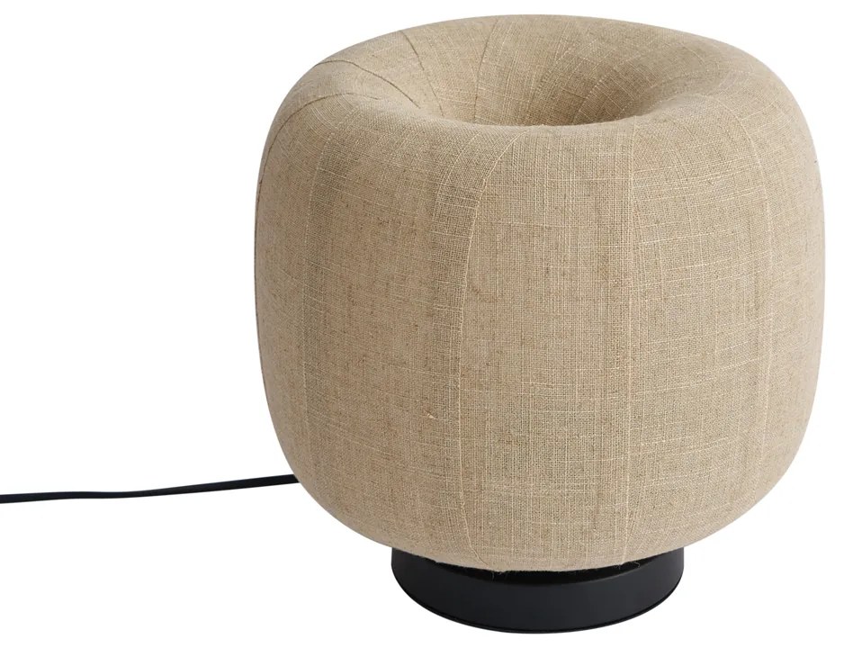 Japandi настолна лампа черна с бежов ленен абажур 27 см - Nami