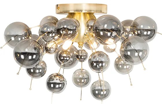 Дизайнерски таванна лампа месинг с опушено стъкло 4-светлина - Explode