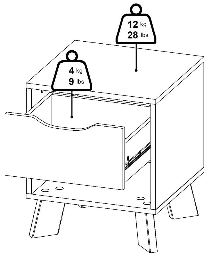 Нощно шкафче в бял и естествен цвят Ikast – Tvilum
