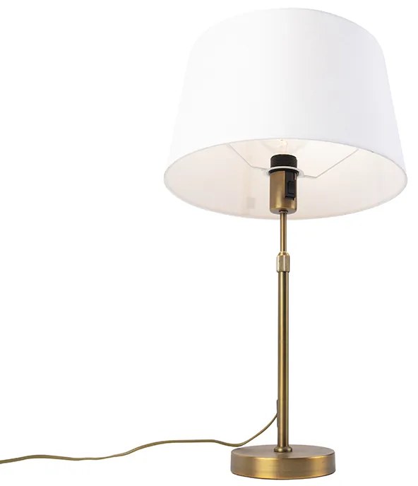 Настолна лампа бронз с абажур от лен бял 35 см - Parte