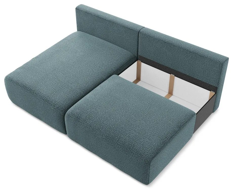 Тюркоазен разтегателен ъглов диван с място за съхранение (ляв ъгъл) Kalena – Makamii