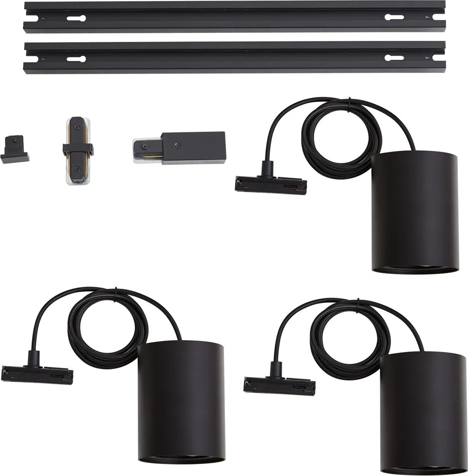 Modern railsysteem met 3 hanglampen zwart 1-fase - Iconic Holt