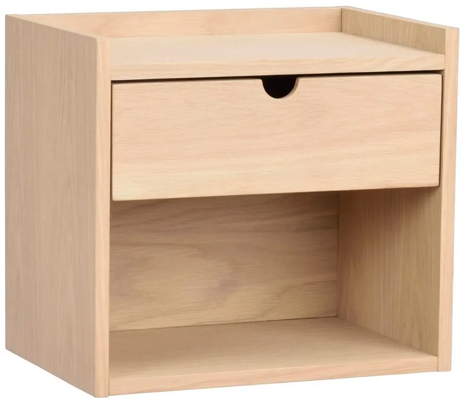 Висящо нощно шкафче с рафтове, изработено от дъбова дървесина в естествен цвят Hillmond - Rowico