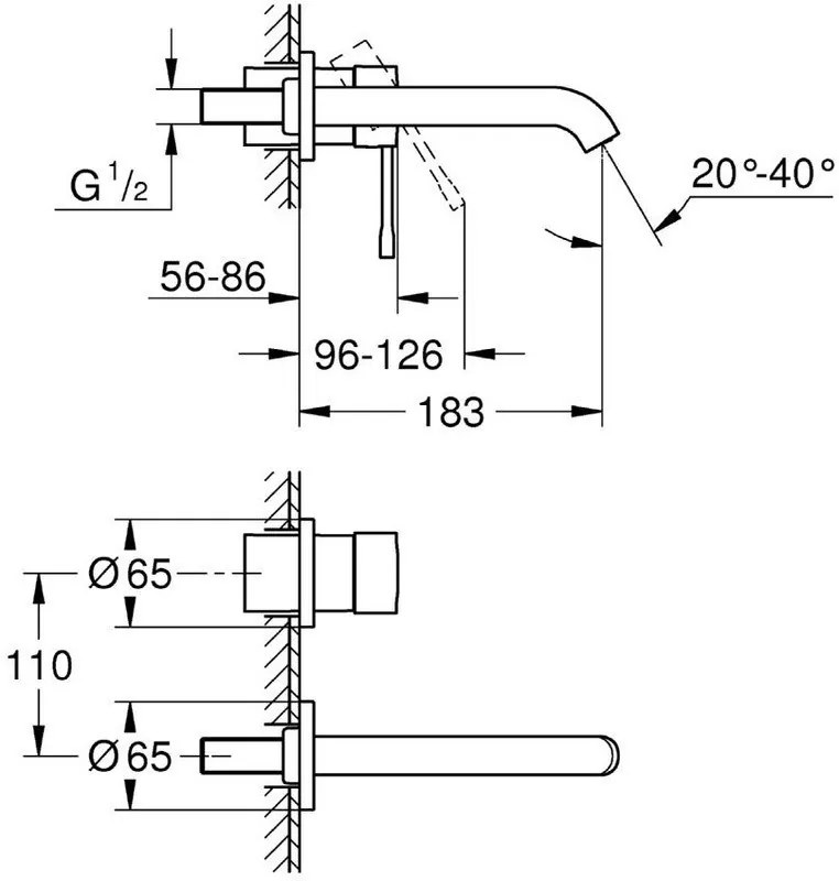 Кран за мивка Grohe Essence New-Дължина 23 см.-Антрацит Mat