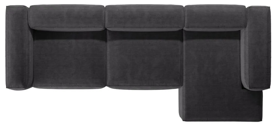 Тъмносив ъглов диван от рипсено кадифе (десен ъгъл) Bergamo – Cosmopolitan Design