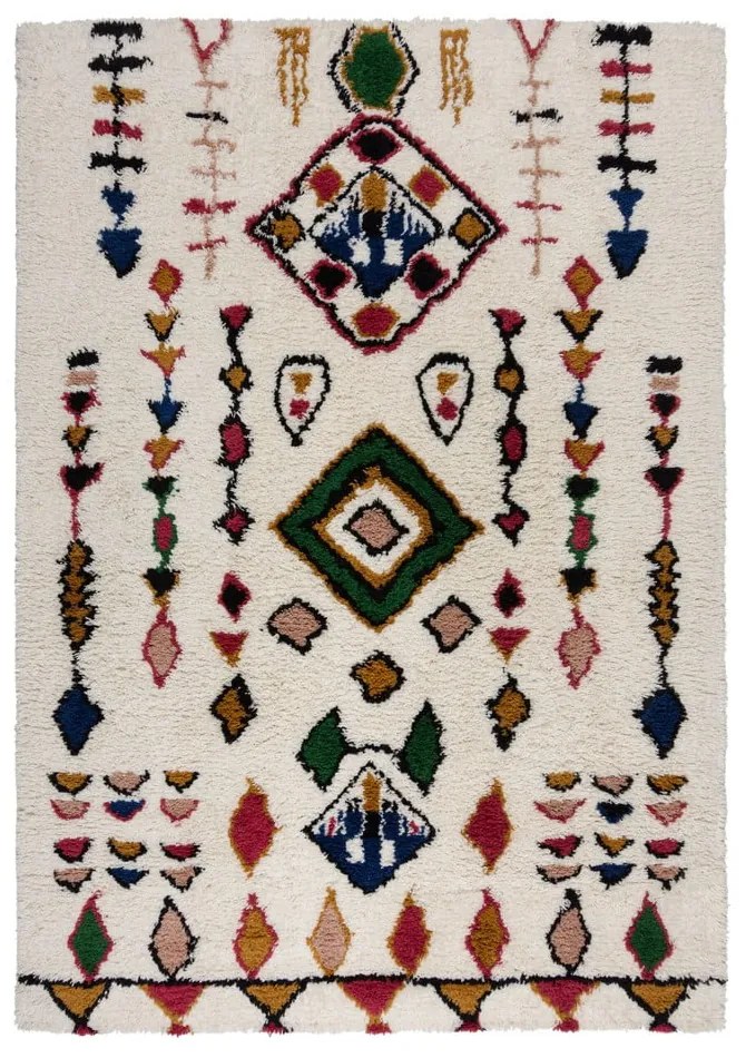 Кремав ръчно изработен вълнен килим 160x230 cm Moroccan Fes – Flair Rugs