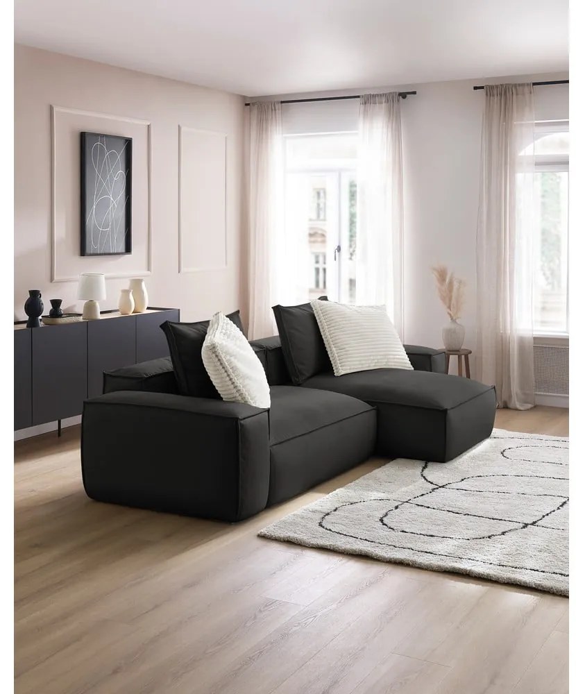 Черен ъглов диван от изкуствена кожа (променлив) Boheme – Bobochic Paris