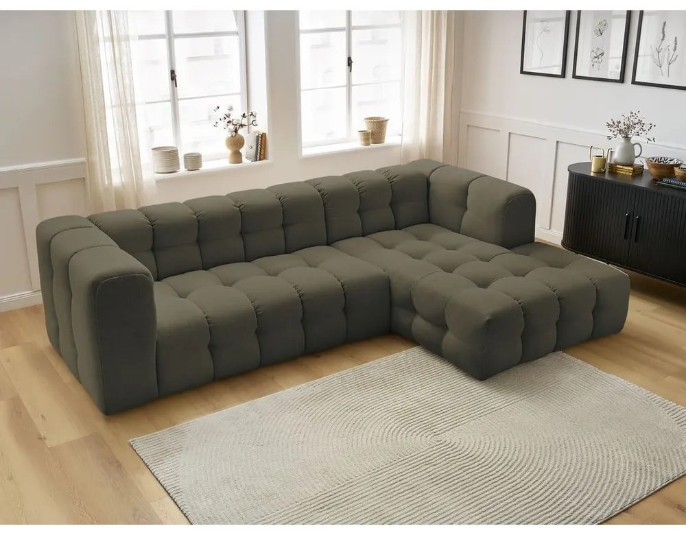 Зелен ъглов диван (десен ъгъл) Cloud – Bobochic Paris