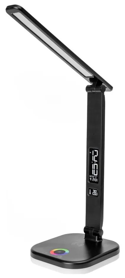 LED RGBW Димируема лампа с безжично зареждане и дисплей USB порт 6W/5V 3000-6500K черен