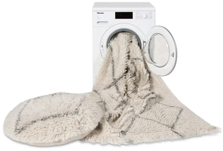 Бяла вълнена табуретка Berber Soul – Lorena Canals