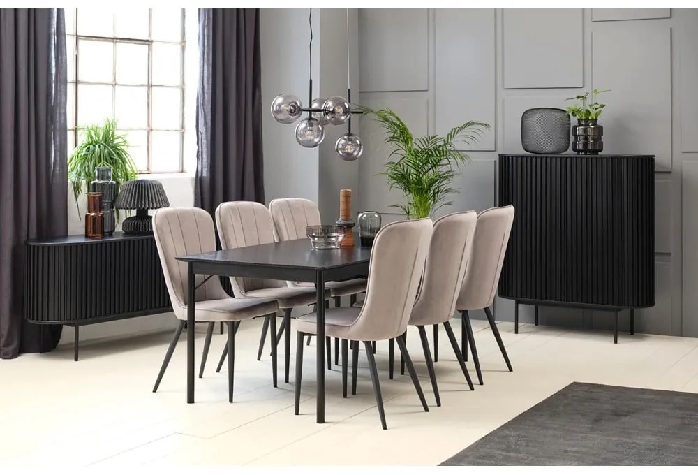 Черен шкаф в дъбов декор 125x110 cm Siena - Unique Furniture