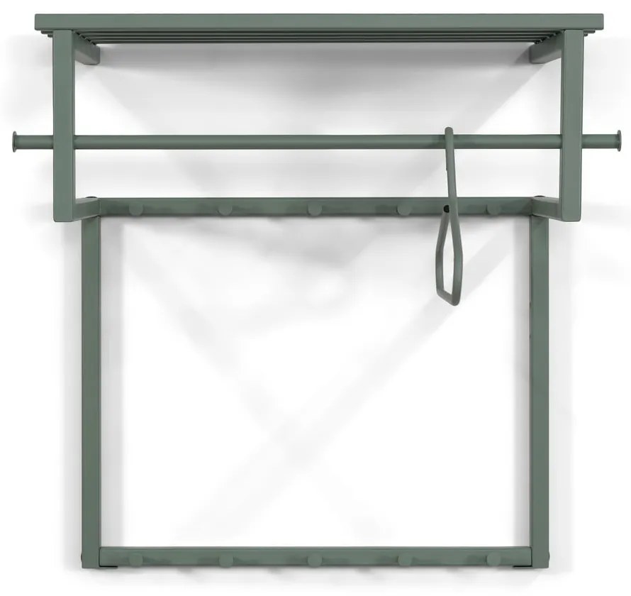 Сиво-зелена метална стенна закачалка с рафт 76 cm Rizzoli – Spinder Design