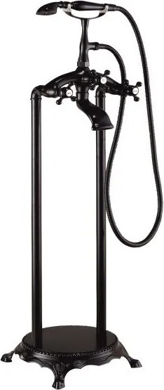 Стоящ смесител за вана ICL 8263B, месинг, черен, с шлаух и слушалка, 100x33см