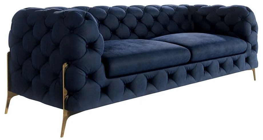 Тъмносин кадифен диван 225 cm Chelsea Bis – Ropez