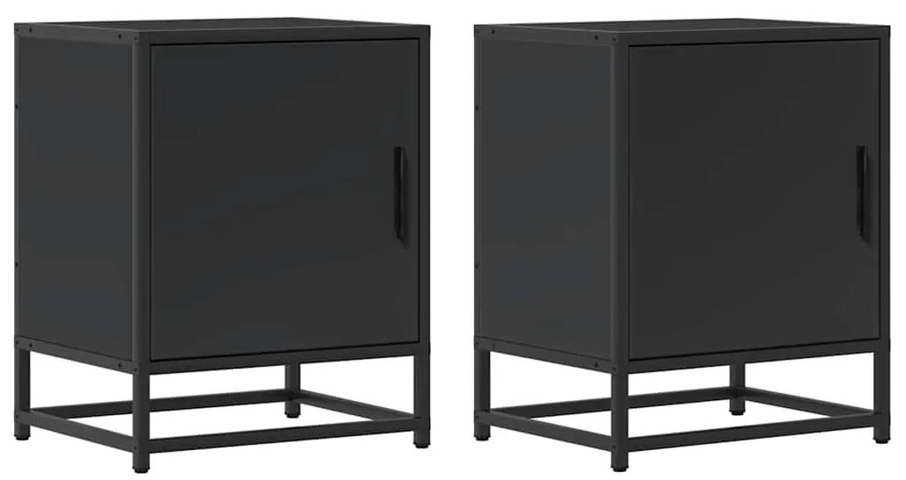 848709 vidaXL L Нощно шкафче черно 40x31x50 cm Изработена дървесина и метал