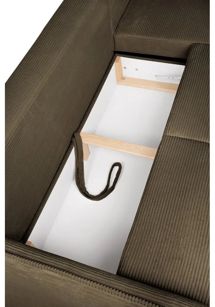 Зелен сгъваем ъглов диван от рипсено кадифе (десен ъгъл) Tori – Bonami Selection