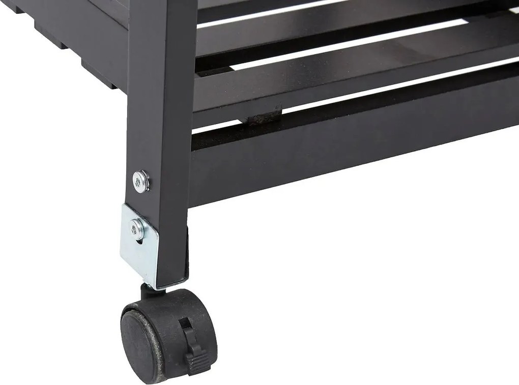 Кухненска количка 5five Gustaf, Черен, С плот от стъкло