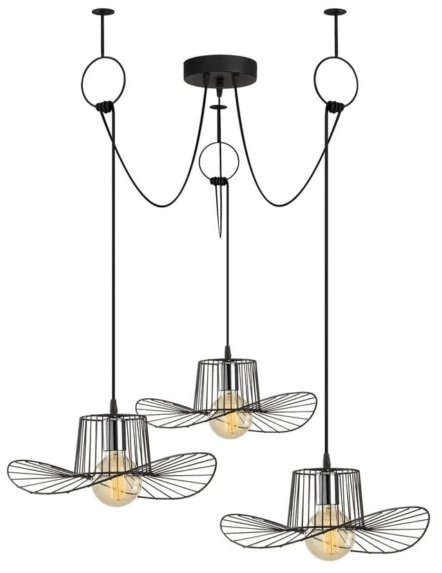 Черно висящо осветително тяло с метален абажур ø 78 cm Tel – Opviq lights