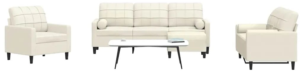 3278389 vidaXL Мека мебел от 4 части с възглавници и болстери кремав кадифе