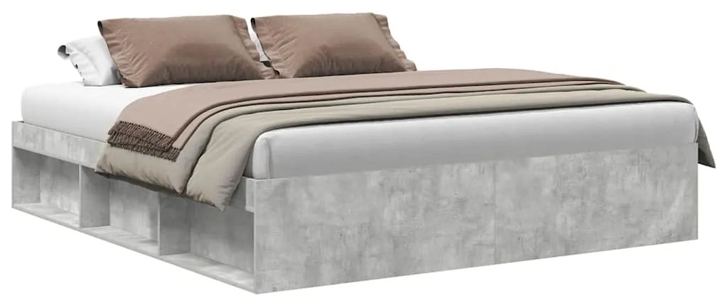 3203883 vidaXL Рамка за легло, бетонно сиво, 180x200 cм, Super King Size