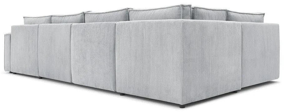 Светлосив велурен U-образен ъглов диван, ляв ъгъл Nihad modular - Bobochic Paris