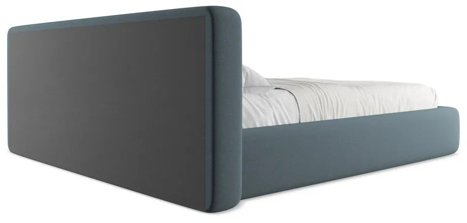 Синьо двойно тапицирано легло с място за съхранение и включена подматрачна рамка 180x200 cm Kiana – Makamii