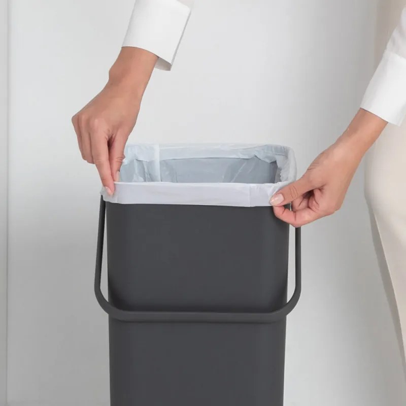 Кош за разделно събиране на боклук Brabantia Sort&Go 1004140, 40 л, Дръжка, Възможност за стенен монтаж, Тъмносив