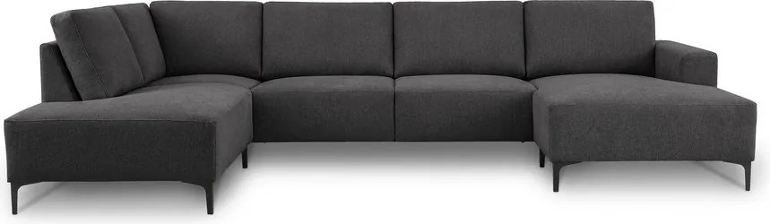 Антрацитен шенилов ъглов диван (ляв ъгъл/U форма) Fabian – Scandic