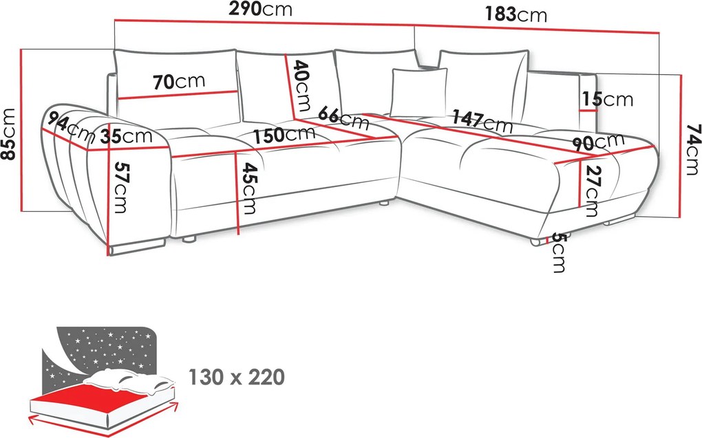 Ъглов диван Forrest-Оранжев-Десен