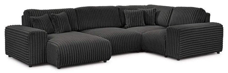 Тъмносив ъглов диван от рипсено кадифе (десен ъгъл/U форма) Justin – Ropez
