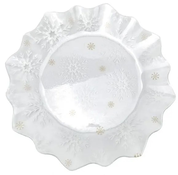 Стъклена чиния с коледен мотив за сервиране ø 19,5 cm Frosty Flakes – Dakls