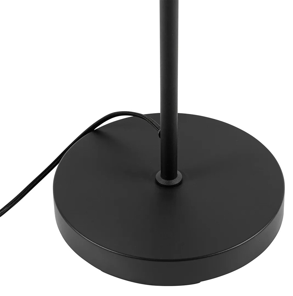 Подова лампа в стил арт деко черна с опушено стъкло - Bizle