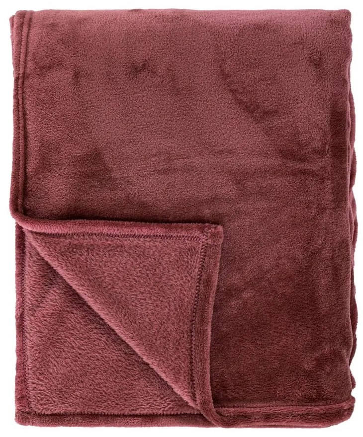 Покривка за двойно легло от микроплюш в цвят бордо 220x240 cm Cosy - Tiseco Home Studio