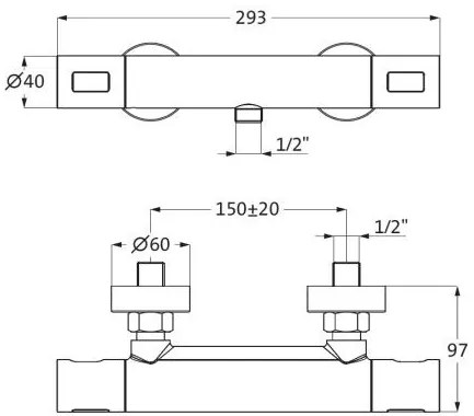 Корпус за душ кран термостатичен Herzbach Living
