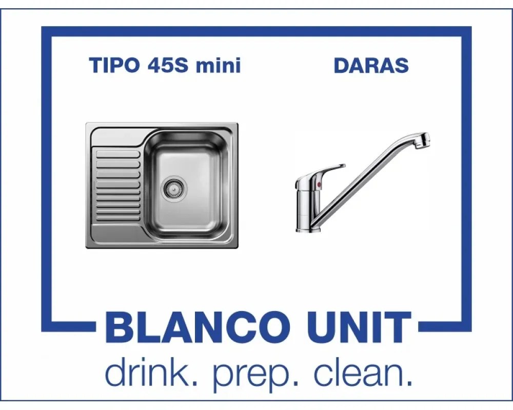 BLANCO TIPO 45 S mini мат и смесител BLANCO DARAS хром Промо пакет мивка със смесител
