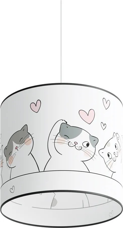 Бял детски полилей с пластмасов абажур ø 30 cm Puss – Sollux