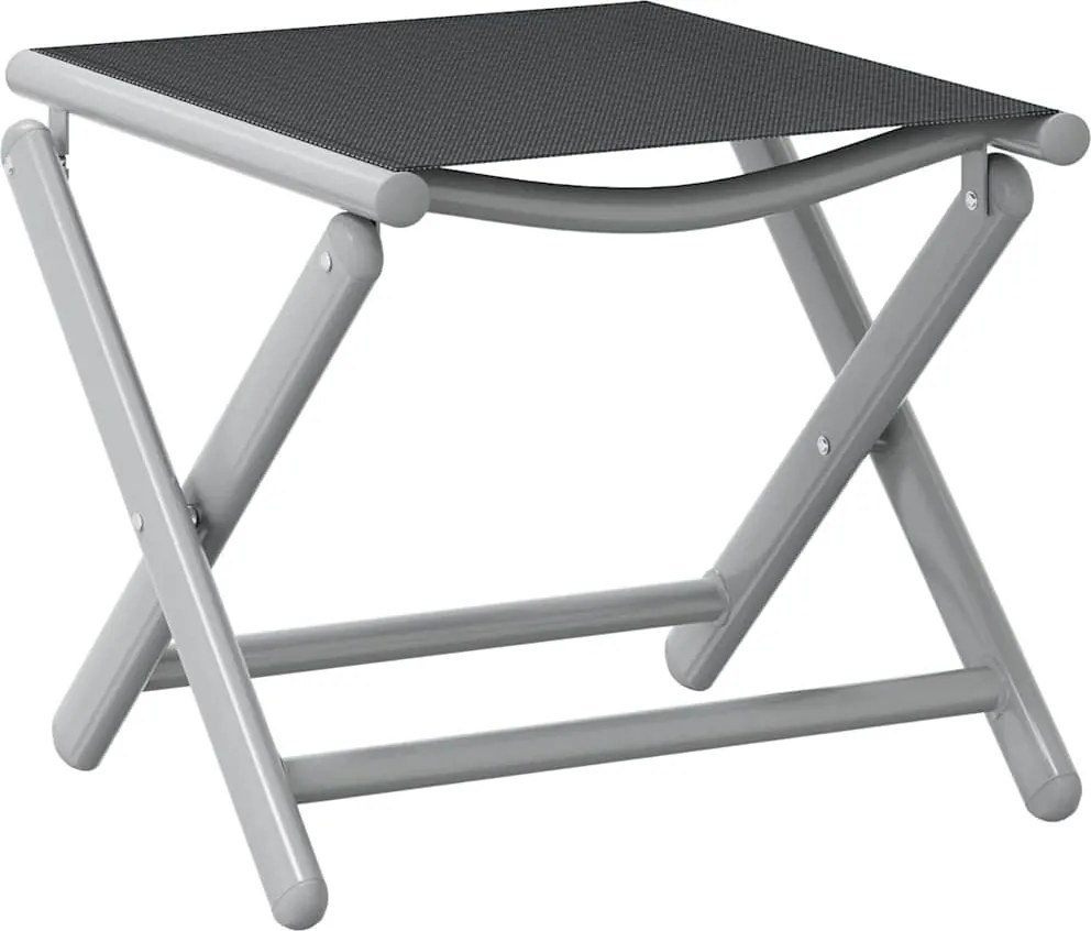 312193 vidaXL Сгъваема опора за крака черно и сребристо textilene и алуминий