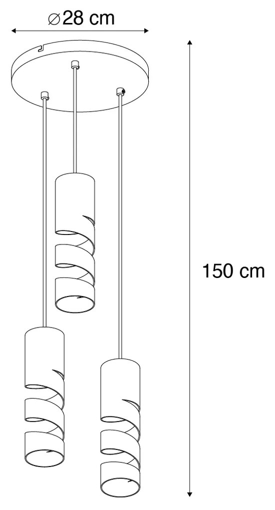 Moderne hanglamp zwart 3-lichts - Stream