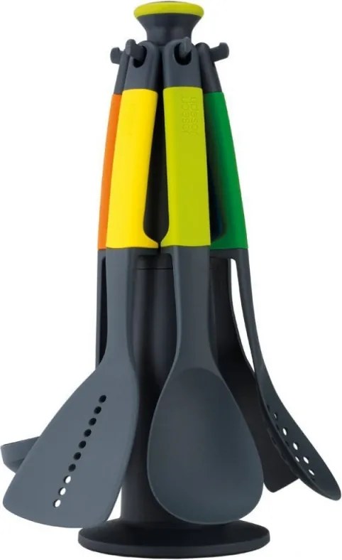 Комплект прибори за готвене Joseph Joseph 10118 Elevate™, 7 части, 200°C, Без BPA, Стойка, Многоцветен
